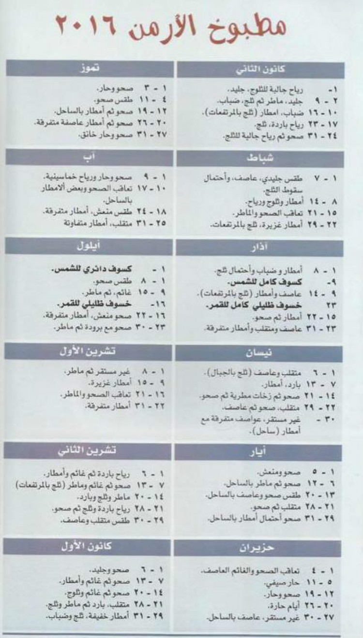 مطبوخ الأرمن للعام ٢٠١٦