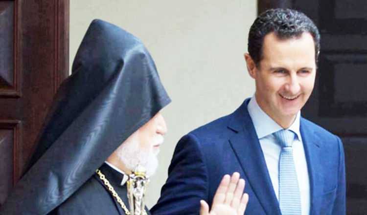 الأسد يستقبل الكاثوليكوس آرام الأول كيشيشيان