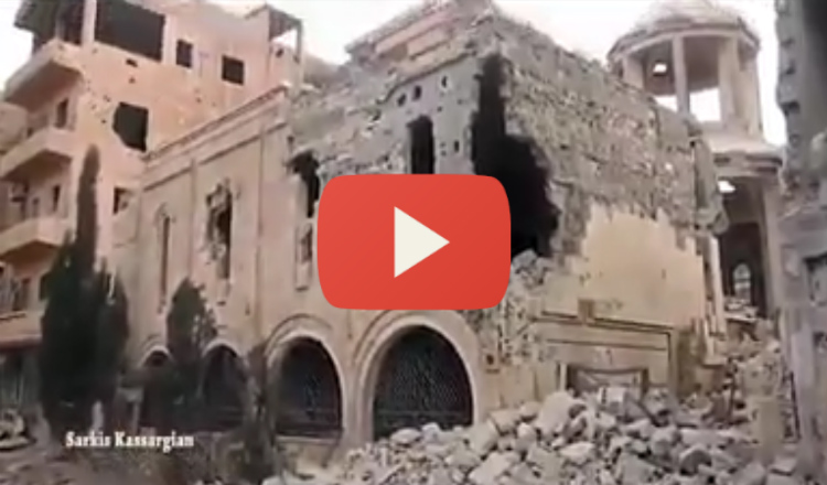 فيديو يظهر حجم الدمار في كنيسة شهداء الأرمن في دير الزور السورية