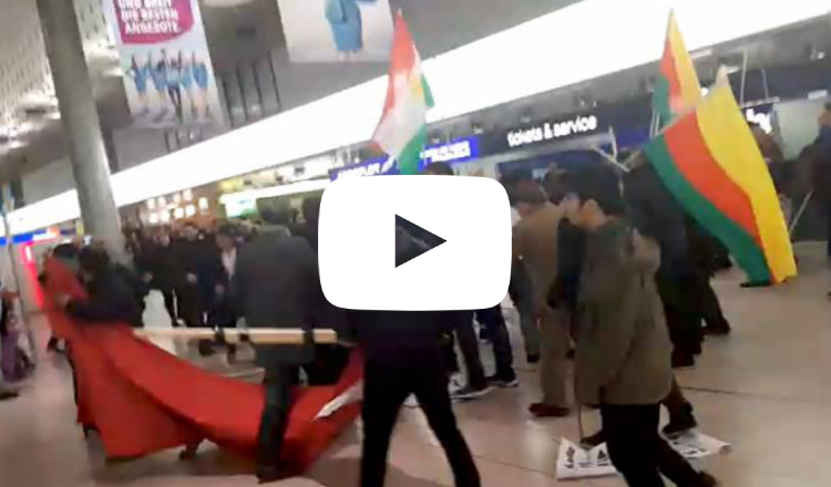 بالفيديو.. مواجهات عنيفة بين أتراك وأكراد في مطار هانوفر بألمانيا