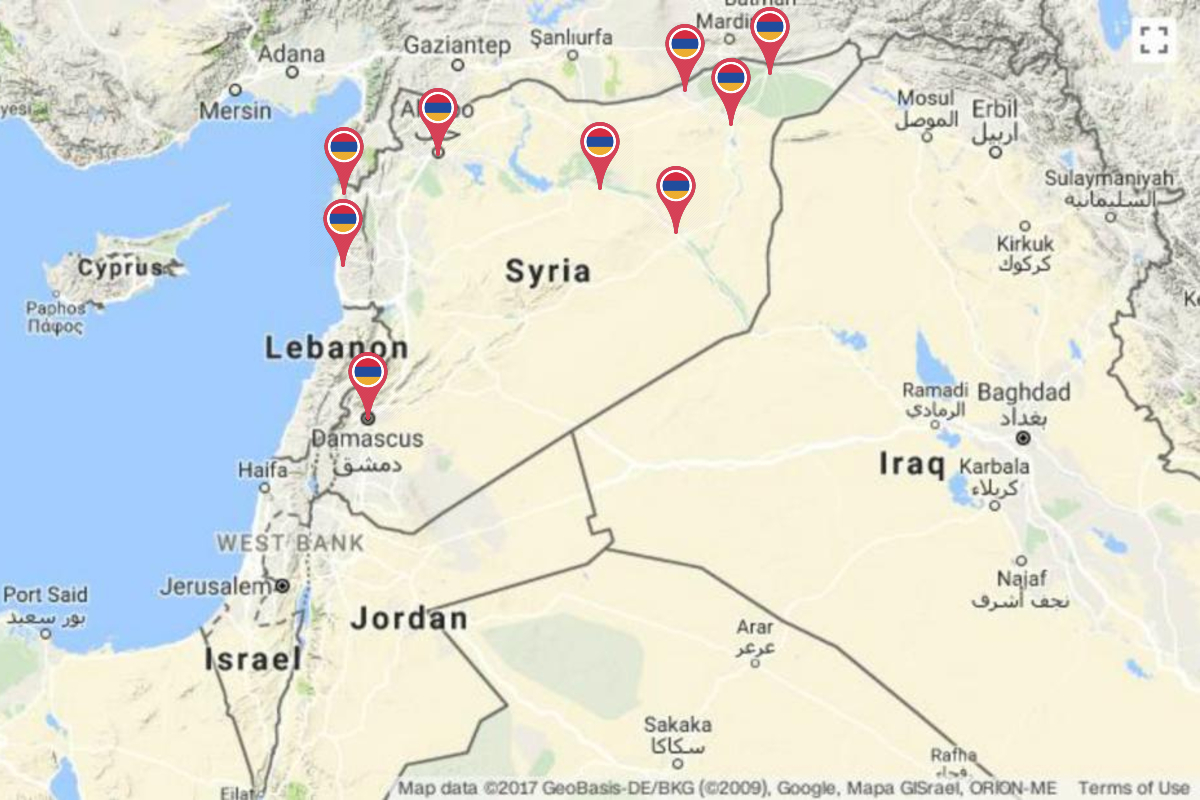 التوزع الجغرافي للأرمن في سوريا
